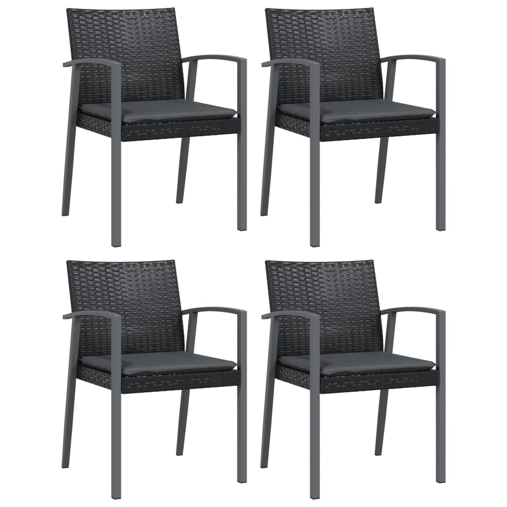 vidaXL Scaune de grădină cu perne 4 buc. negru 56,5x57x83 cm poliratan vidaXL Scaune de grădină cu perne 4 buc. negru 56,5x57x83 cm poliratan