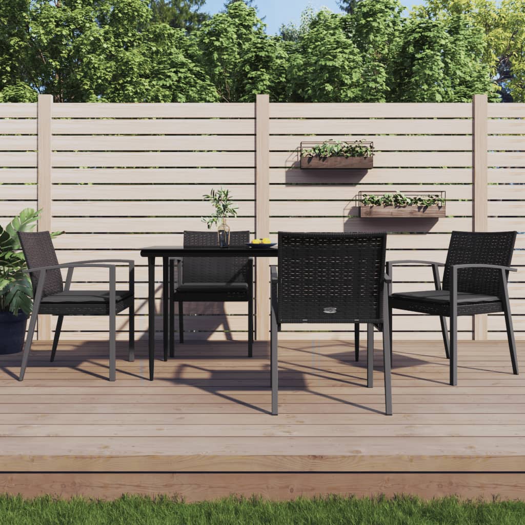 vidaXL Scaune de grădină cu perne 4 buc. negru 56,5x57x83 cm poliratan vidaXL Scaune de grădină cu perne 4 buc. negru 56,5x57x83 cm poliratan