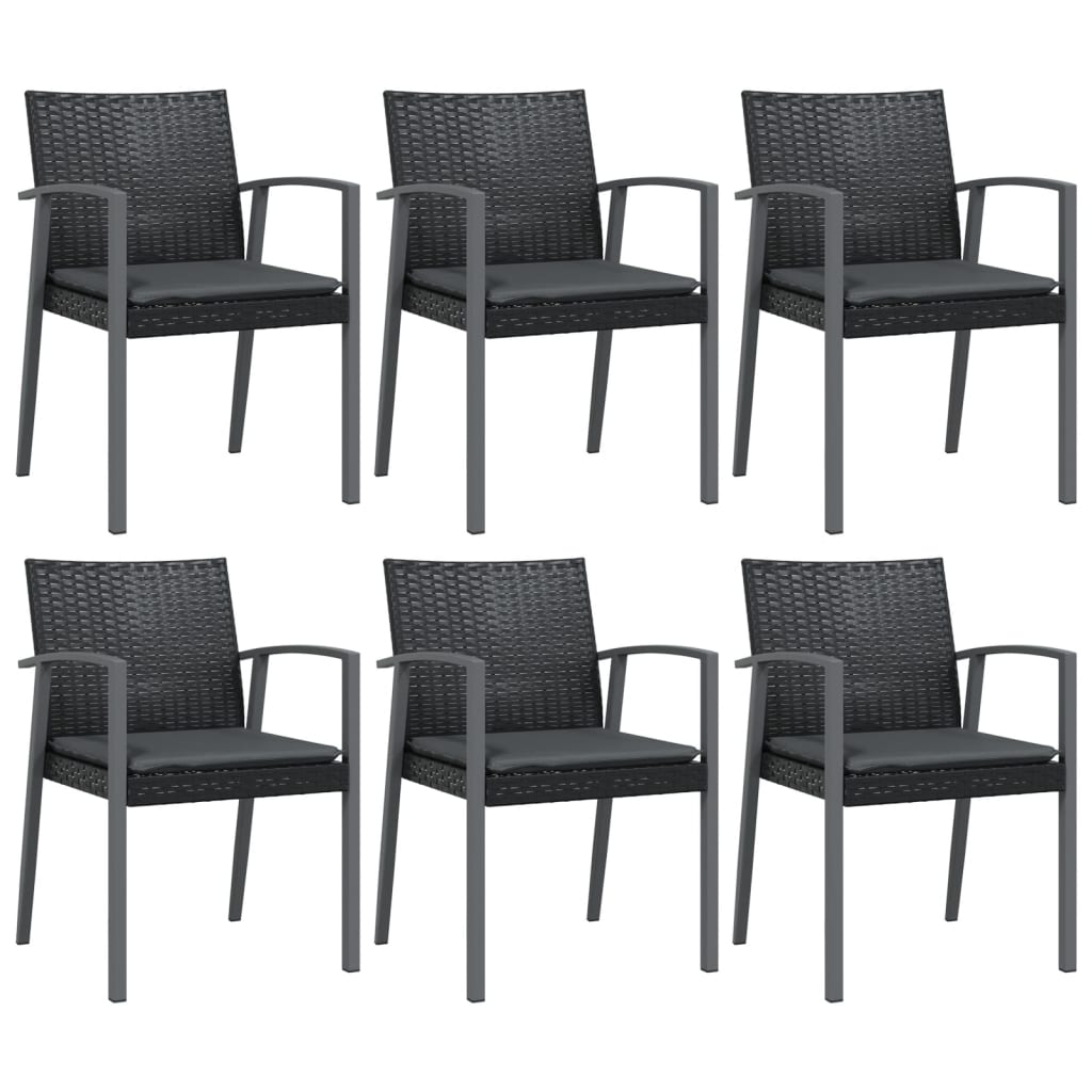 vidaXL Scaune de grădină cu perne 6 buc. negru 56,5x57x83 cm poliratan vidaXL Scaune de grădină cu perne 6 buc. negru 56,5x57x83 cm poliratan
