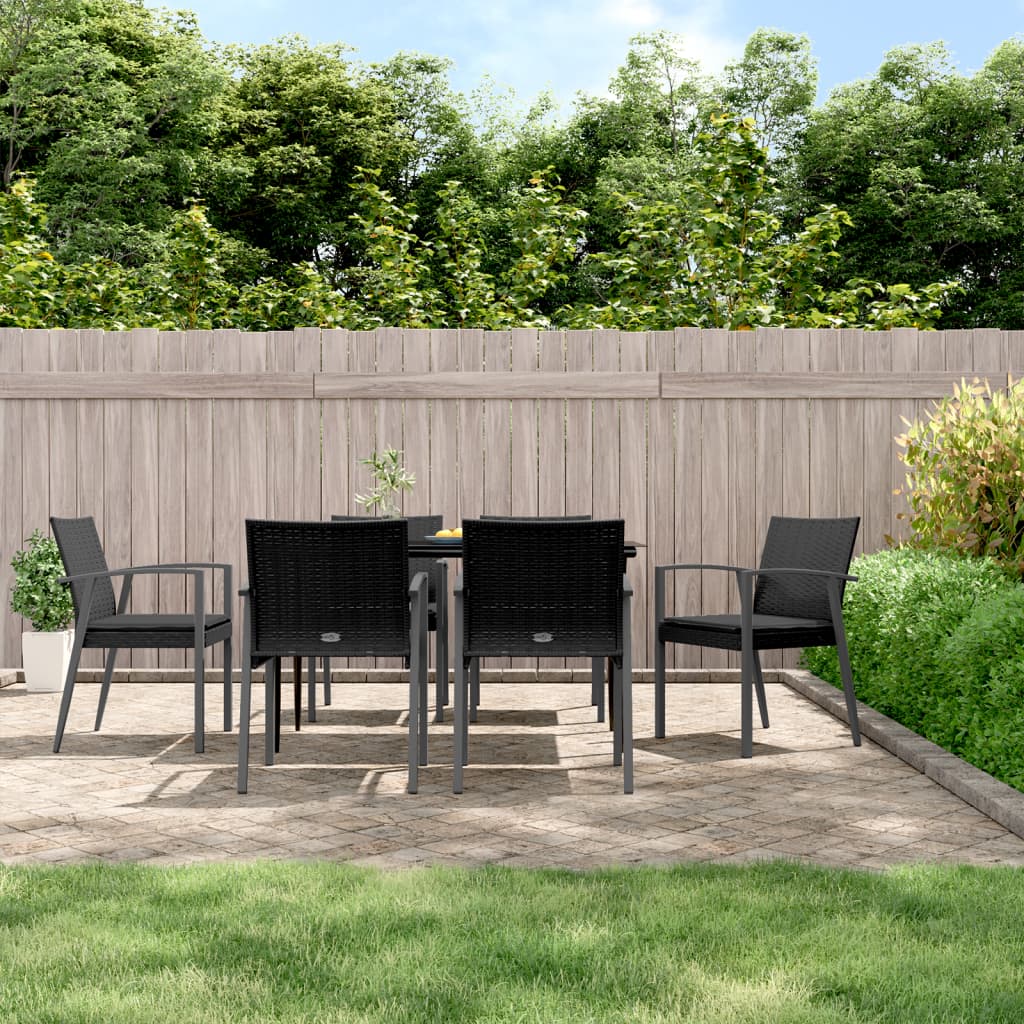 vidaXL Scaune de grădină cu perne 6 buc. negru 56,5x57x83 cm poliratan vidaXL Scaune de grădină cu perne 6 buc. negru 56,5x57x83 cm poliratan