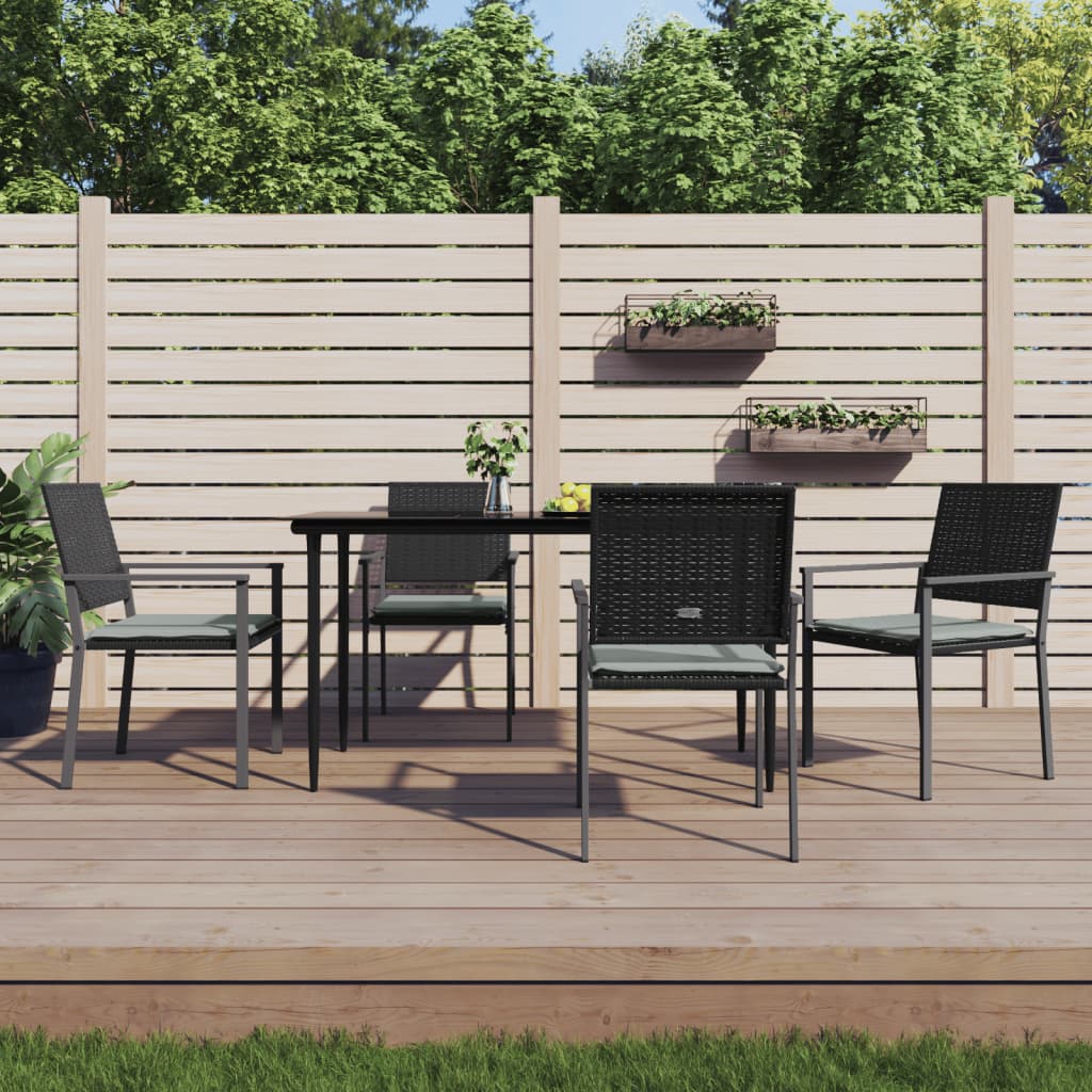 vidaXL Scaune de grădină cu perne 4 buc. negru 54x62,5x89 cm poliratan vidaXL Scaune de grădină cu perne 4 buc. negru 54x62,5x89 cm poliratan