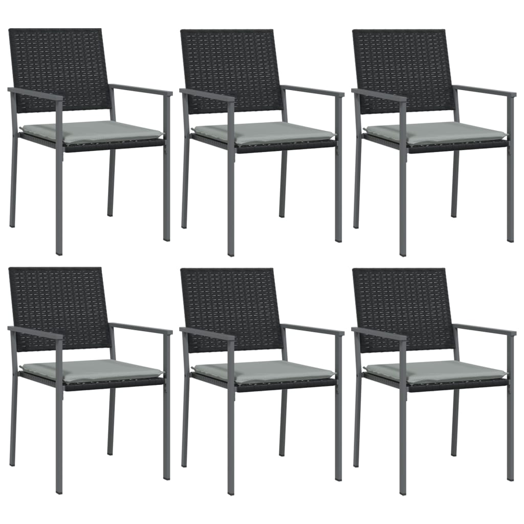 vidaXL Scaune de grădină cu perne 6 buc. negru 54x62,5x89 cm poliratan vidaXL Scaune de grădină cu perne 6 buc. negru 54x62,5x89 cm poliratan