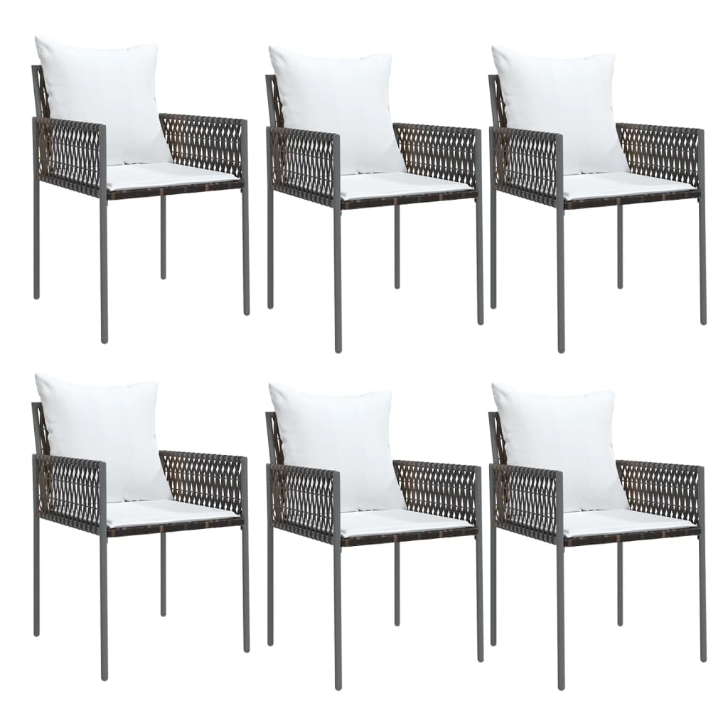 vidaXL Scaune de grădină cu perne, 6 buc., maro, 54x61x83 cm poliratan vidaXL Scaune de grădină cu perne, 6 buc., maro, 54x61x83 cm poliratan