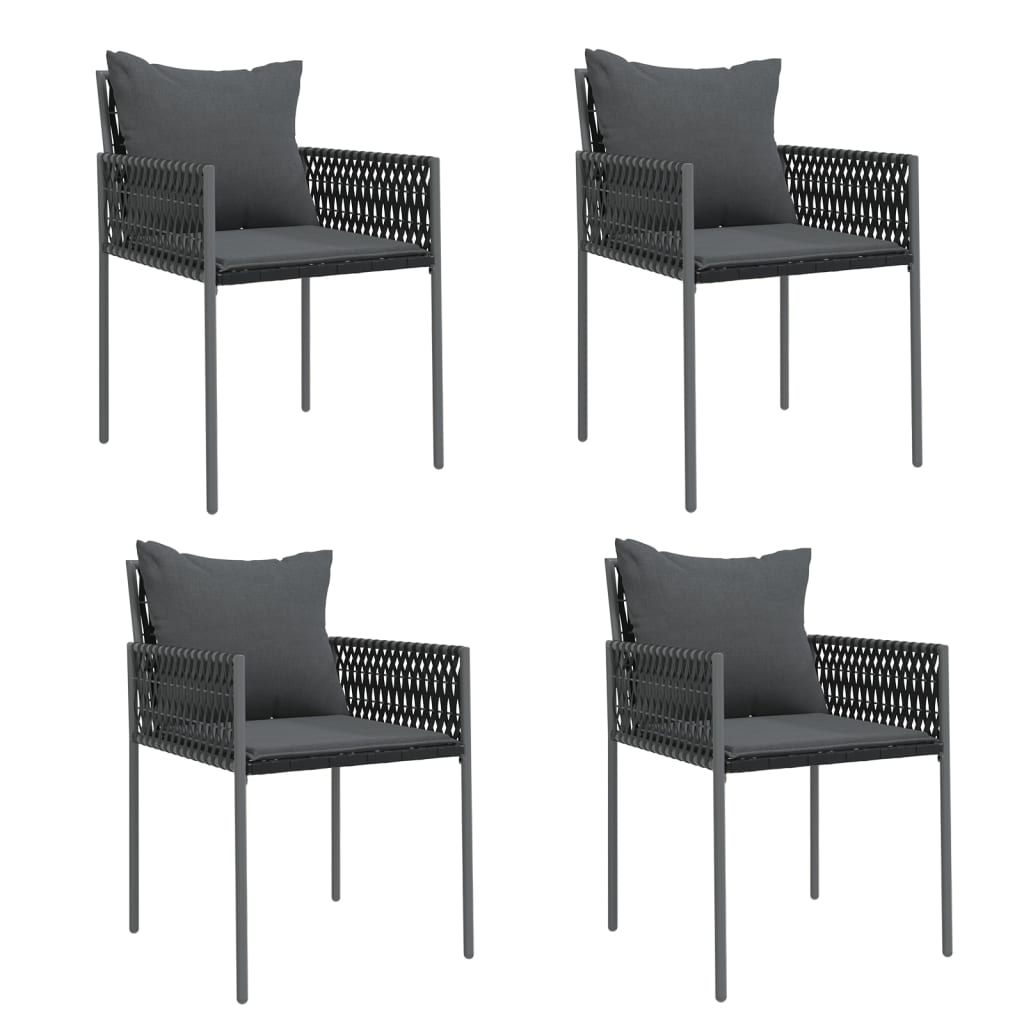 vidaXL Scaune de grădină cu perne 4 buc. negru 54x61x83 cm poliratan vidaXL Scaune de grădină cu perne 4 buc. negru 54x61x83 cm poliratan