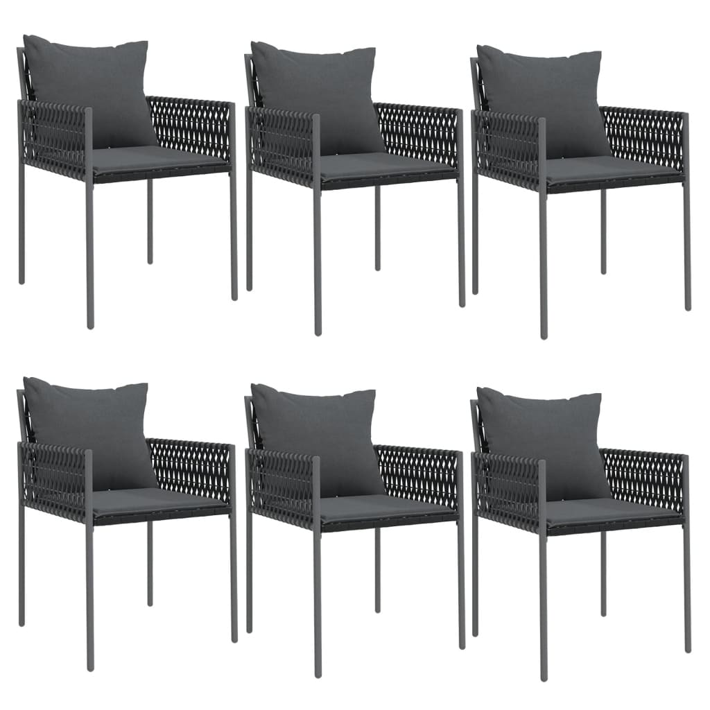 vidaXL Scaune de grădină cu perne 6 buc. negru 54x61x83 cm poliratan vidaXL Scaune de grădină cu perne 6 buc. negru 54x61x83 cm poliratan