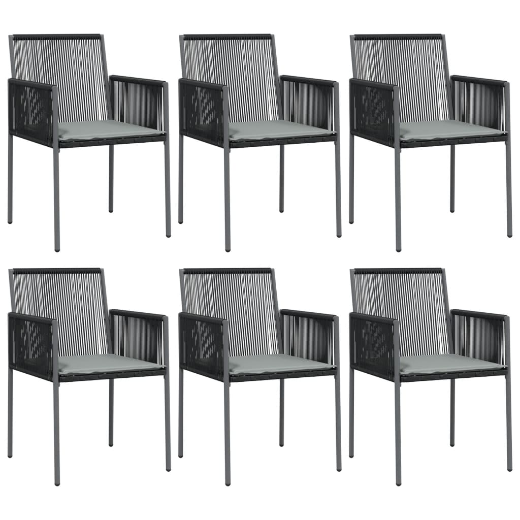 vidaXL Scaune grădină cu perne 6 buc. negru 54x60,5x83,5 cm poliratan vidaXL Scaune grădină cu perne 6 buc. negru 54x60,5x83,5 cm poliratan