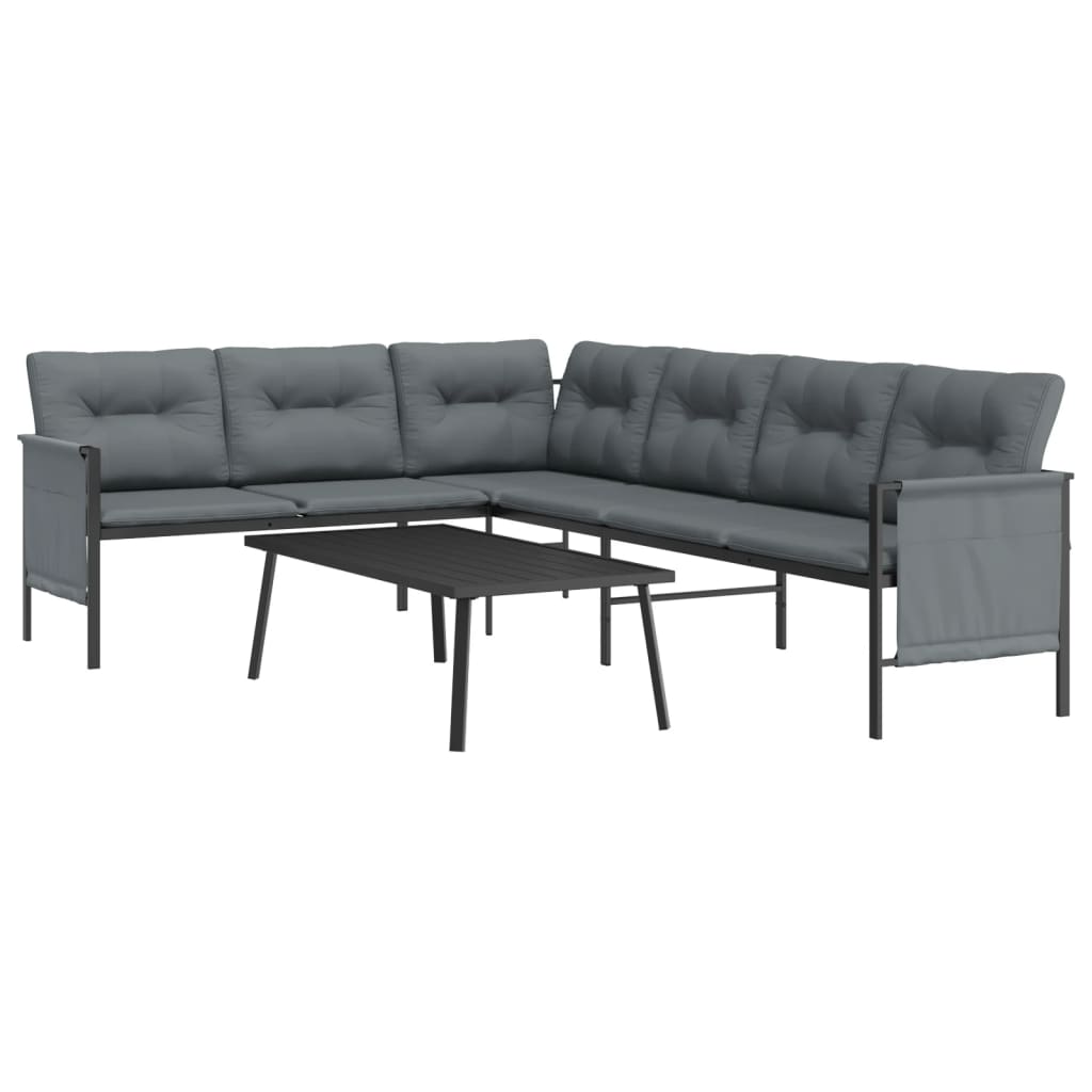 vidaXL Set mobilier de grădină, antracit, 2 piese, oțel vidaXL Set mobilier de grădină, antracit, 2 piese, oțel