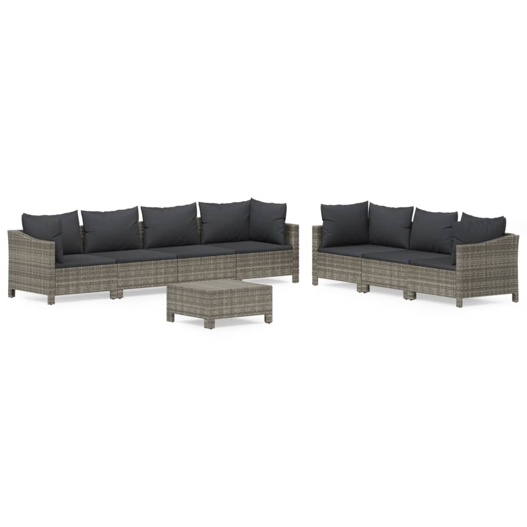 vidaXL Set mobilier de grădină cu perne, 8 piese, gri, poliratan vidaXL Set mobilier de grădină cu perne, 8 piese, gri, poliratan