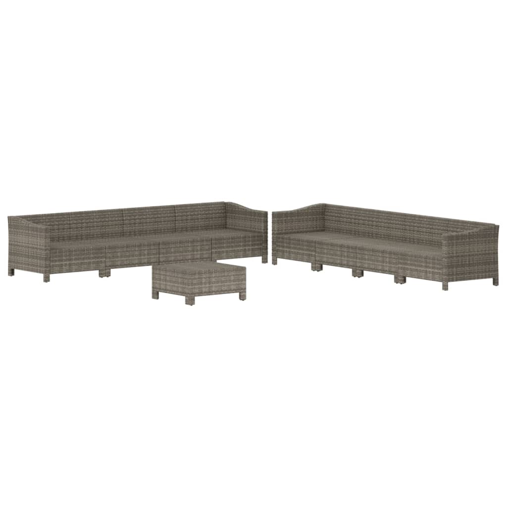 vidaXL Set mobilier de grădină cu perne, 9 piese, gri, poliratan vidaXL Set mobilier de grădină cu perne, 9 piese, gri, poliratan