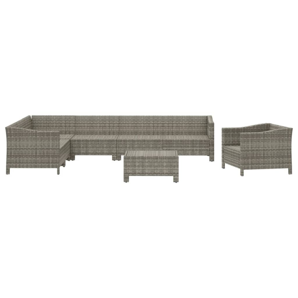 vidaXL Set mobilier de grădină cu perne, 8 piese, gri, poliratan vidaXL Set mobilier de grădină cu perne, 8 piese, gri, poliratan