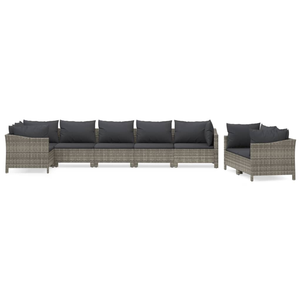 vidaXL Set mobilier de grădină cu perne, 8 piese, gri, poliratan vidaXL Set mobilier de grădină cu perne, 8 piese, gri, poliratan