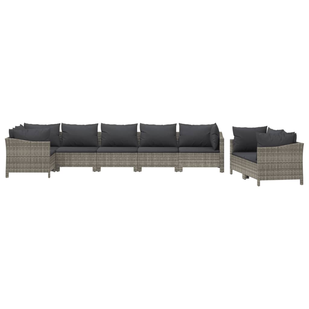 vidaXL Set mobilier de grădină cu perne, 8 piese, gri, poliratan vidaXL Set mobilier de grădină cu perne, 8 piese, gri, poliratan