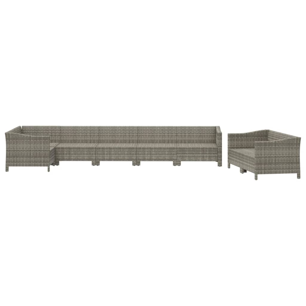 vidaXL Set mobilier de grădină cu perne, 8 piese, gri, poliratan vidaXL Set mobilier de grădină cu perne, 8 piese, gri, poliratan