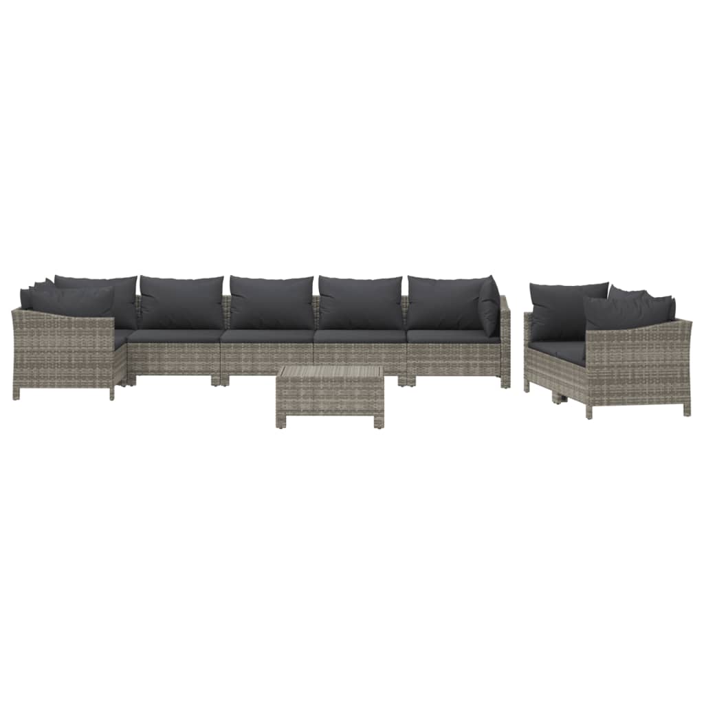 vidaXL Set mobilier de grădină cu perne, 9 piese, gri, poliratan vidaXL Set mobilier de grădină cu perne, 9 piese, gri, poliratan
