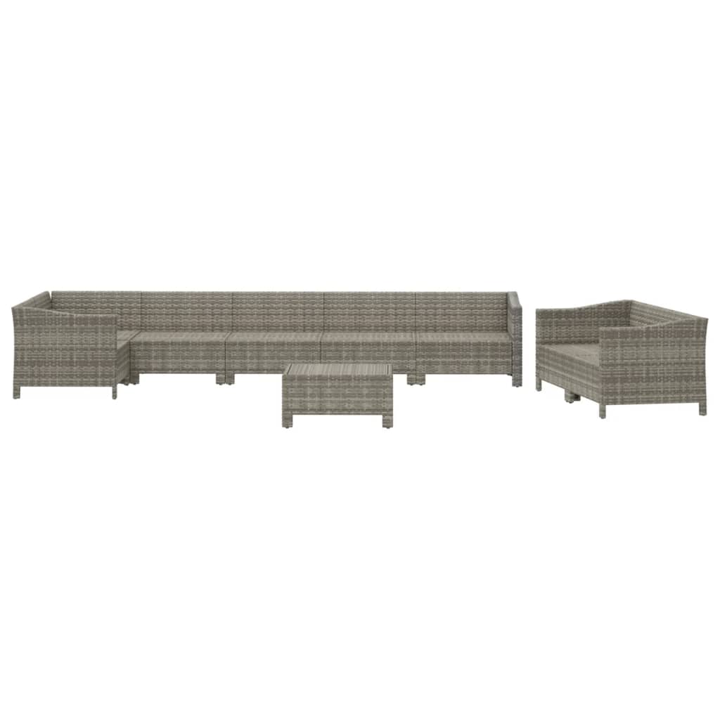 vidaXL Set mobilier de grădină cu perne, 9 piese, gri, poliratan vidaXL Set mobilier de grădină cu perne, 9 piese, gri, poliratan