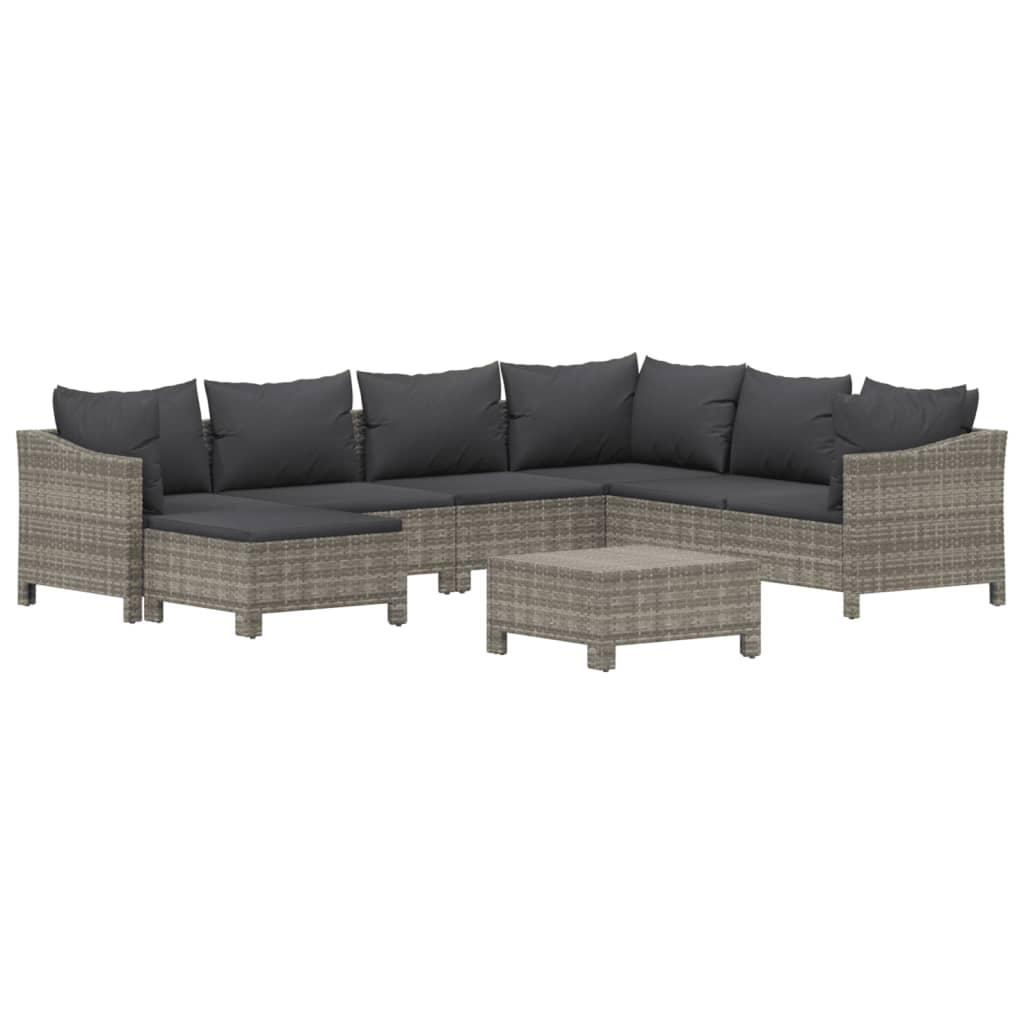 vidaXL Set mobilier de grădină cu perne, 8 piese, gri, poliratan vidaXL Set mobilier de grădină cu perne, 8 piese, gri, poliratan
