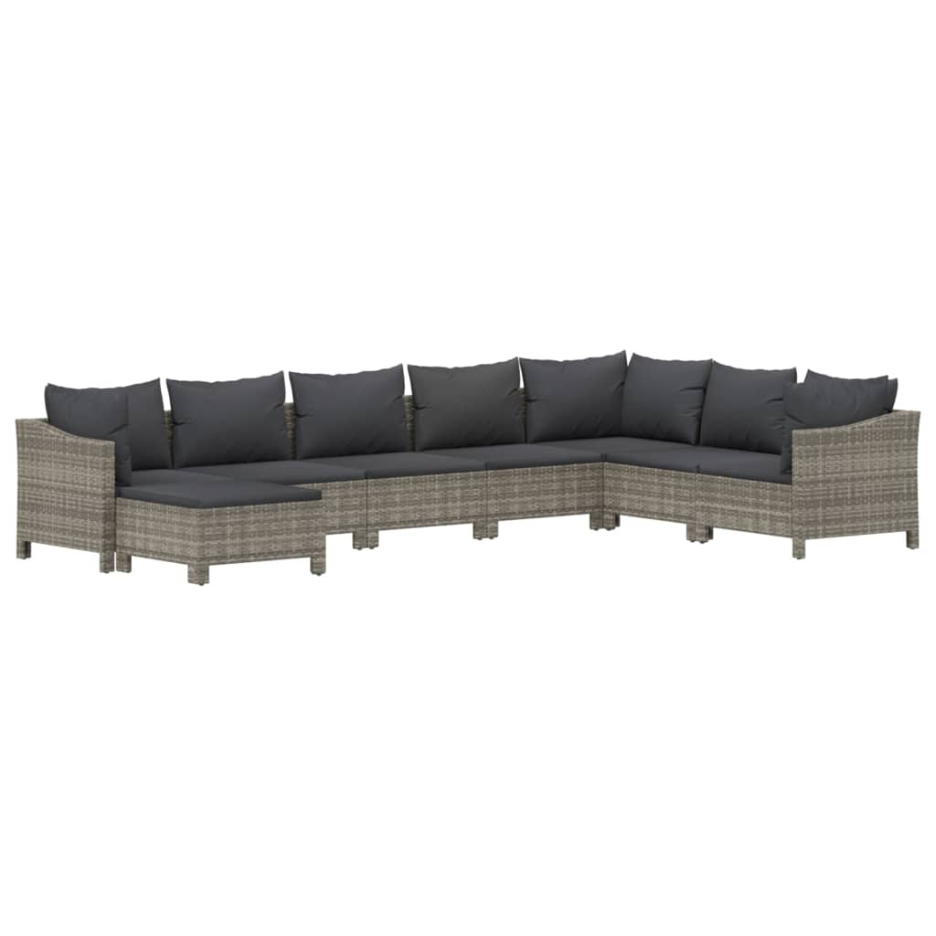 vidaXL Set mobilier de grădină cu perne, 8 piese, gri, poliratan vidaXL Set mobilier de grădină cu perne, 8 piese, gri, poliratan