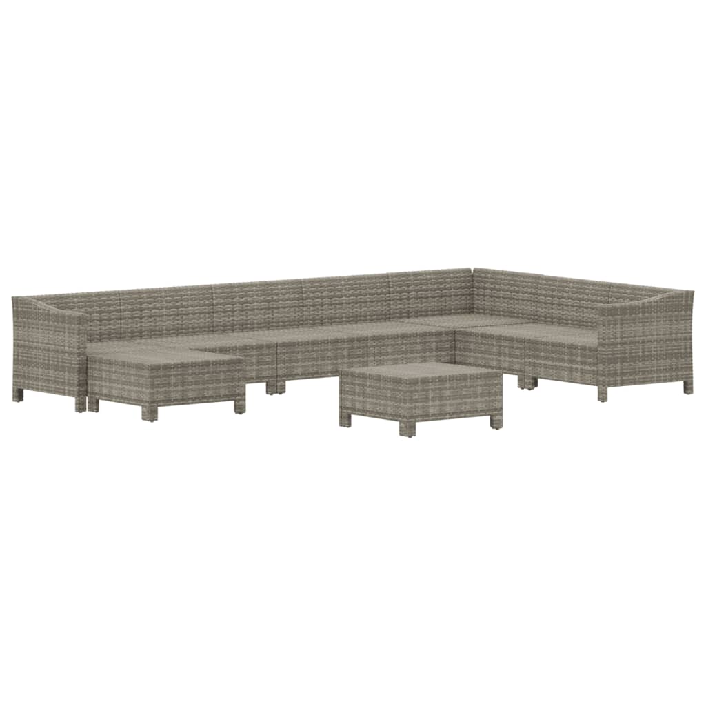 vidaXL Set mobilier de grădină cu perne, 9 piese, gri, poliratan vidaXL Set mobilier de grădină cu perne, 9 piese, gri, poliratan