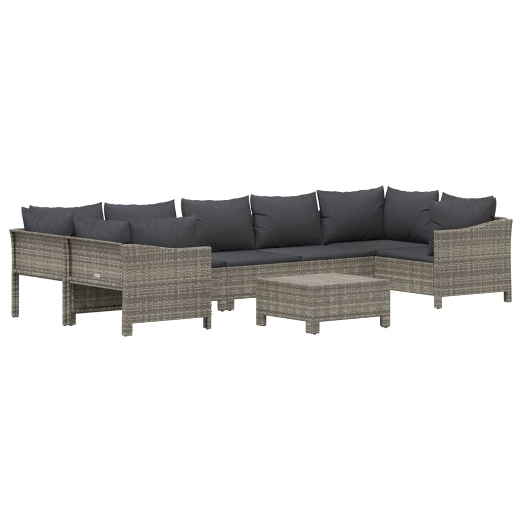 vidaXL Set mobilier de grădină cu perne, 8 piese, gri, poliratan vidaXL Set mobilier de grădină cu perne, 8 piese, gri, poliratan