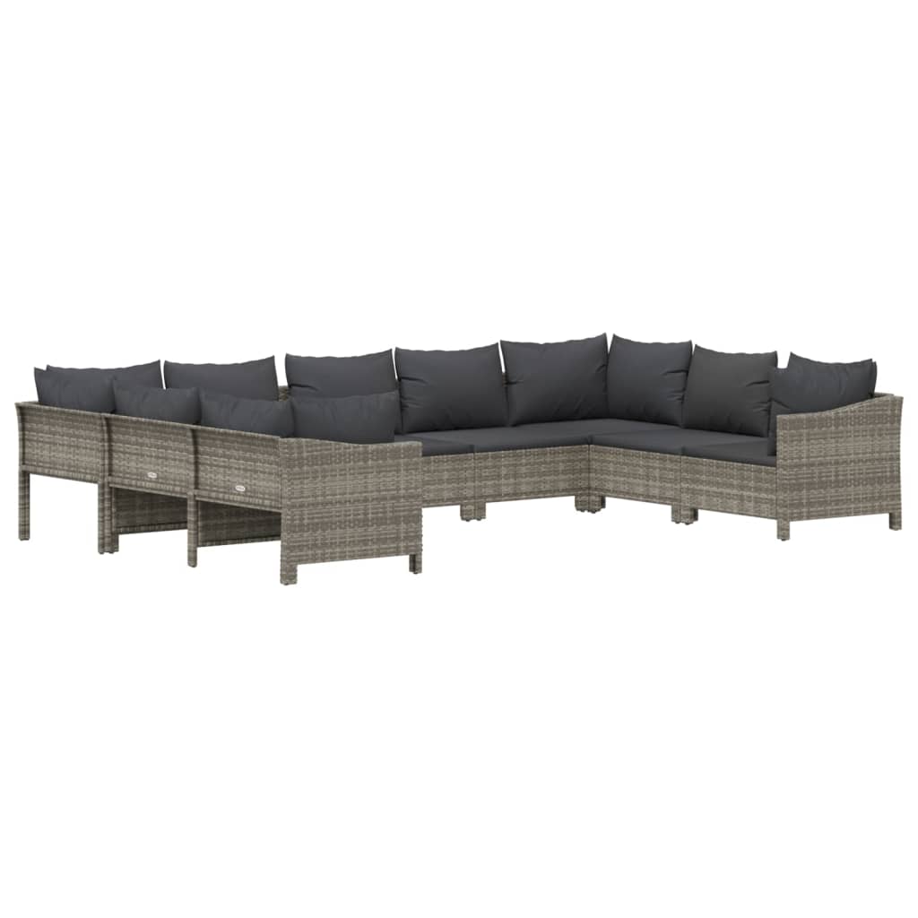 vidaXL Set mobilier de grădină cu perne, 9 piese, gri, poliratan vidaXL Set mobilier de grădină cu perne, 9 piese, gri, poliratan