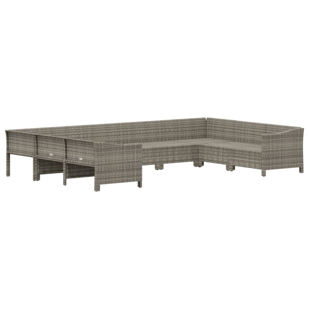 vidaXL Set mobilier de grădină cu perne, 9 piese, gri, poliratan vidaXL Set mobilier de grădină cu perne, 9 piese, gri, poliratan
