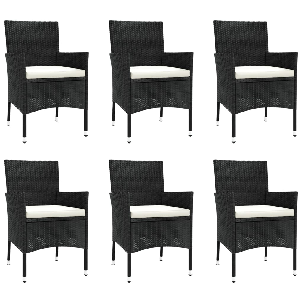 vidaXL Set mobilier de grădină cu perne, 7 piese, negru, poliratan vidaXL Set mobilier de grădină cu perne, 7 piese, negru, poliratan