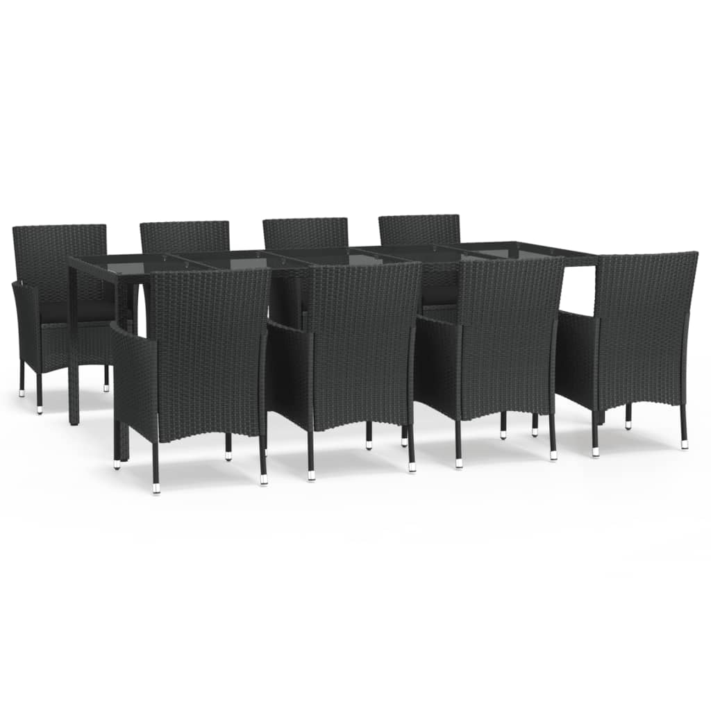 vidaXL Set mobilier de grădină cu perne, 9 piese, negru, poliratan vidaXL Set mobilier de grădină cu perne, 9 piese, negru, poliratan