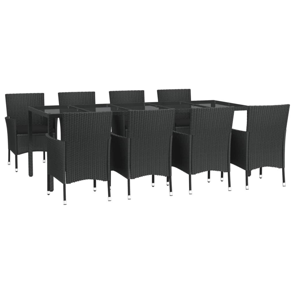 vidaXL Set mobilier de grădină cu perne, 9 piese, negru, poliratan vidaXL Set mobilier de grădină cu perne, 9 piese, negru, poliratan