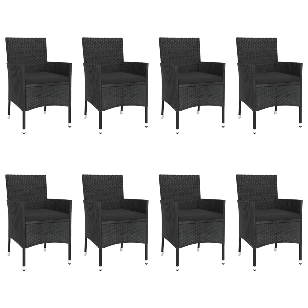 vidaXL Set mobilier de grădină cu perne, 9 piese, negru, poliratan vidaXL Set mobilier de grădină cu perne, 9 piese, negru, poliratan