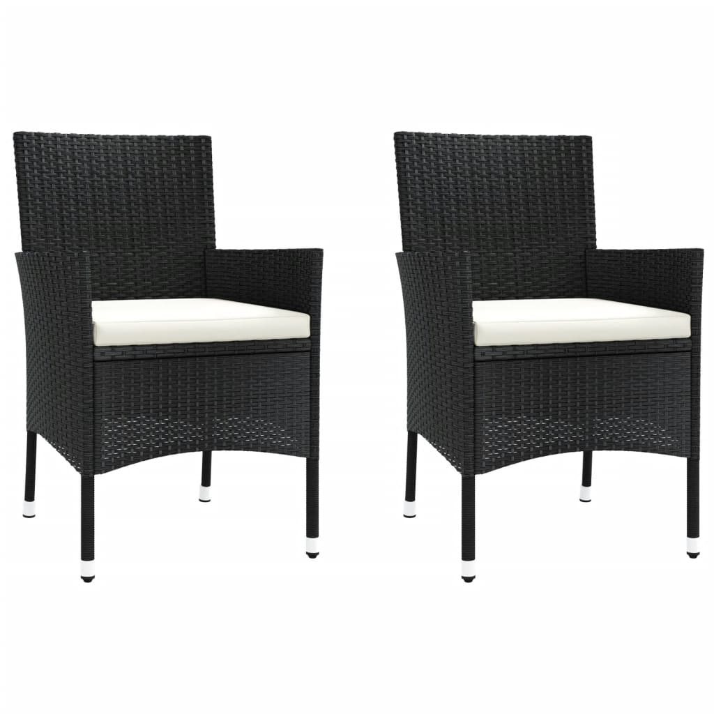 vidaXL Set bistro de grădină cu perne, 3 piese, negru, poliratan vidaXL Set bistro de grădină cu perne, 3 piese, negru, poliratan