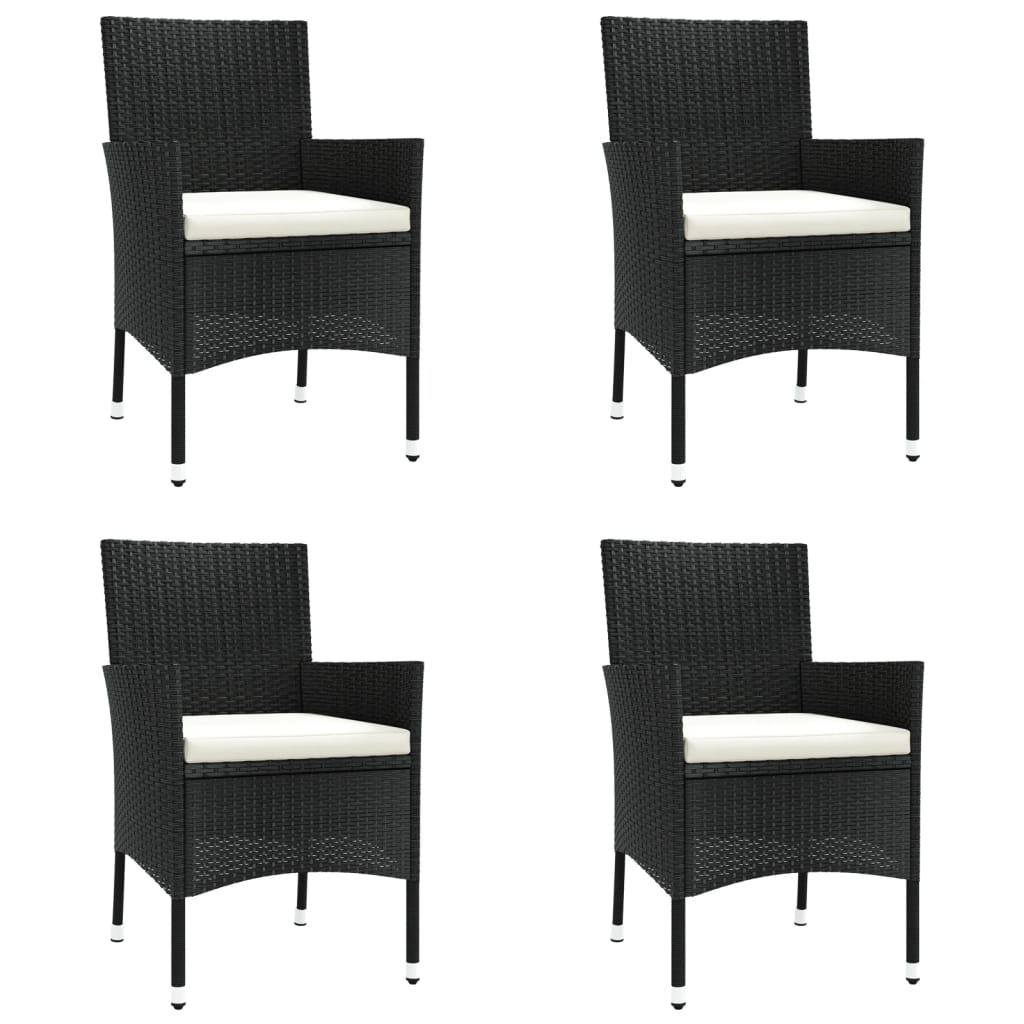 vidaXL Set bistro de grădină cu perne, 5 piese, negru, poliratan vidaXL Set bistro de grădină cu perne, 5 piese, negru, poliratan