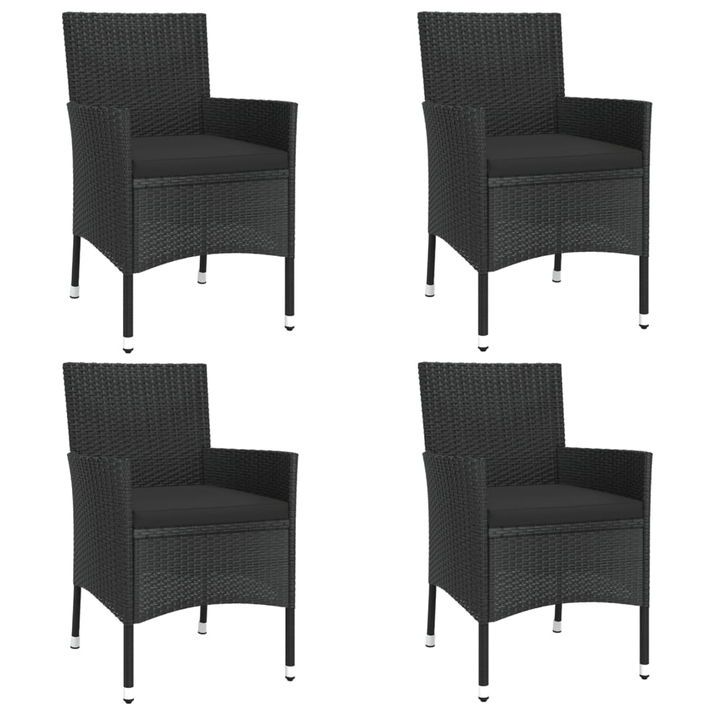 vidaXL Set bistro de grădină cu perne, 5 piese, negru, poliratan vidaXL Set bistro de grădină cu perne, 5 piese, negru, poliratan