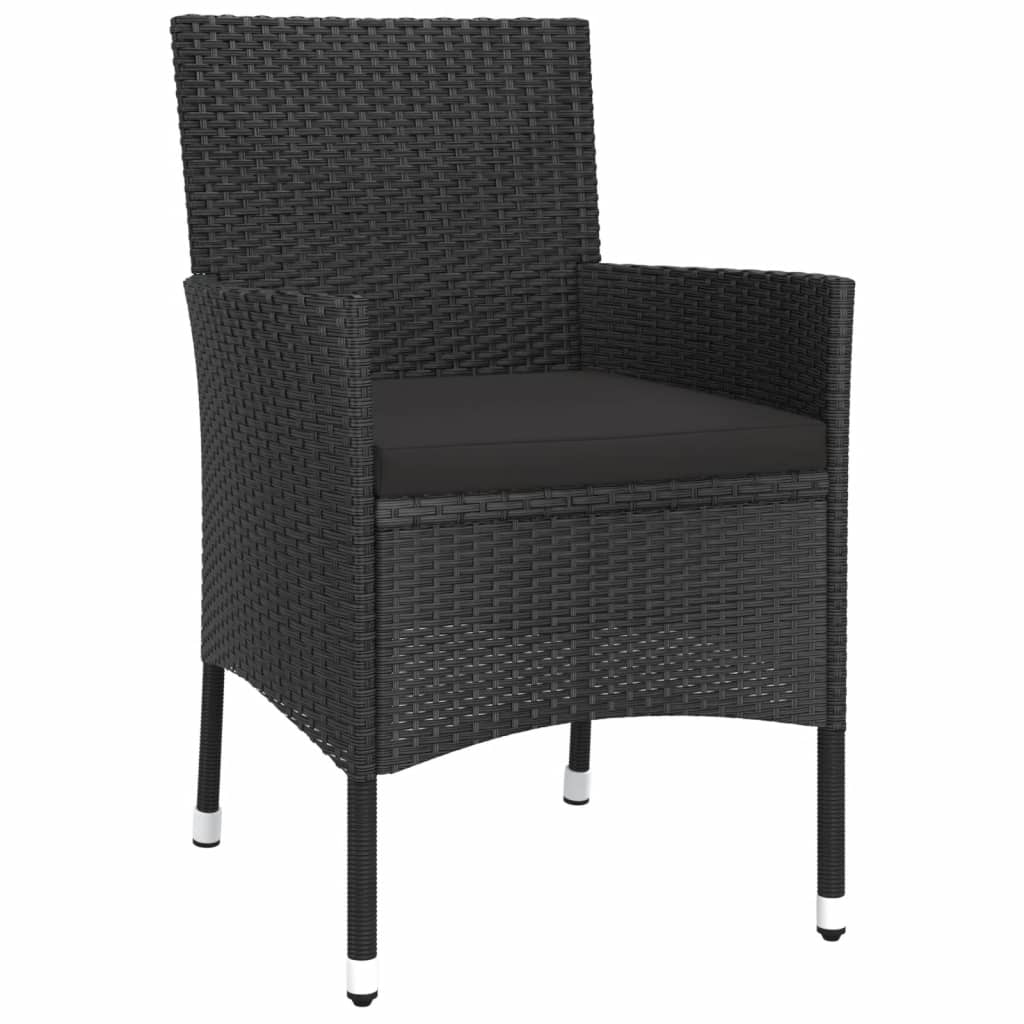 vidaXL Set bistro de grădină cu perne, 5 piese, negru, poliratan vidaXL Set bistro de grădină cu perne, 5 piese, negru, poliratan