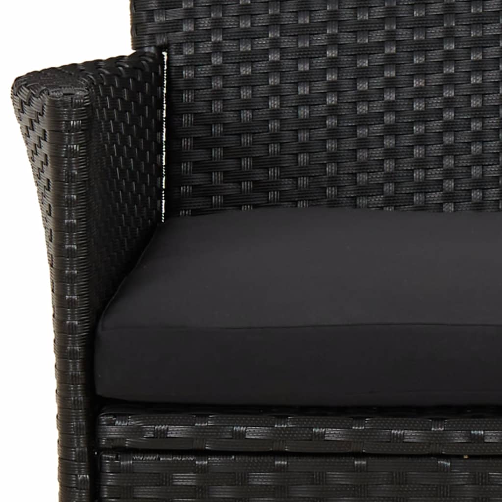 vidaXL Set bistro de grădină cu perne, 5 piese, negru, poliratan vidaXL Set bistro de grădină cu perne, 5 piese, negru, poliratan