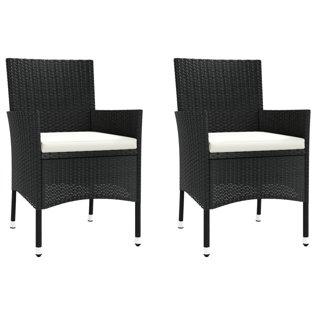 vidaXL Set bistro de grădină cu perne, 3 piese, negru, poliratan vidaXL Set bistro de grădină cu perne, 3 piese, negru, poliratan