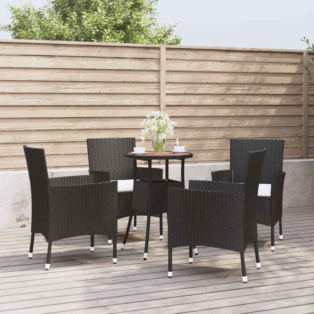 vidaXL Set bistro de grădină cu perne, 5 piese, negru, poliratan vidaXL Set bistro de grădină cu perne, 5 piese, negru, poliratan