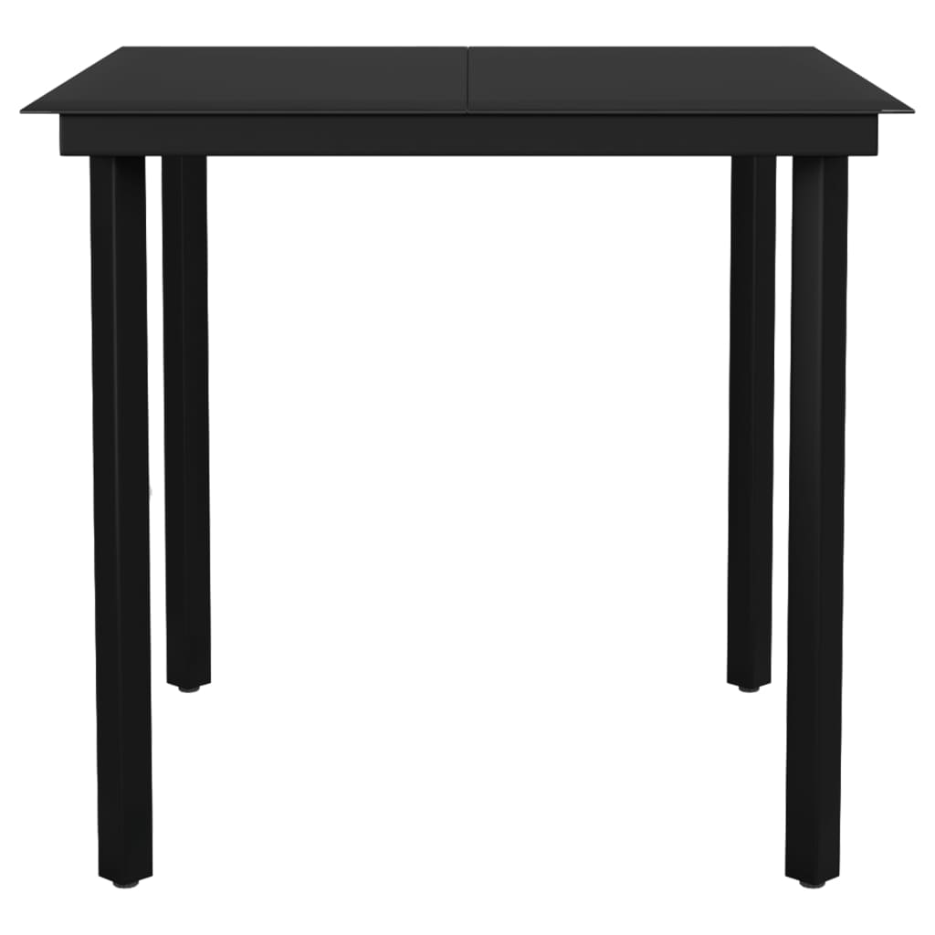 vidaXL Masă de bucătărie de grădină, negru, 80x80x74 cm, oțel/sticlă vidaXL Masă de bucătărie de grădină, negru, 80x80x74 cm, oțel/sticlă