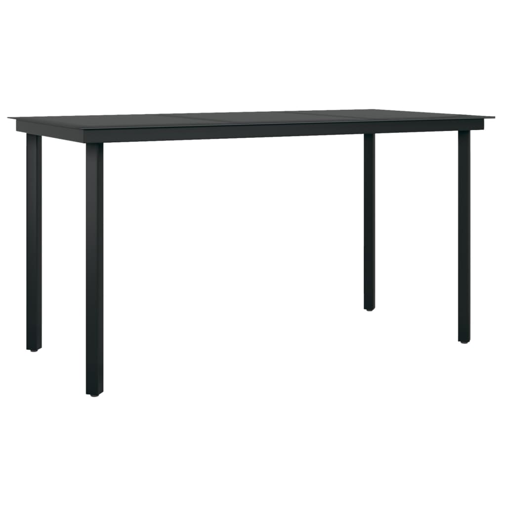 vidaXL Masă de bucătărie de grădină, negru, 140x70x74 cm, oțel/sticlă vidaXL Masă de bucătărie de grădină, negru, 140x70x74 cm, oțel/sticlă