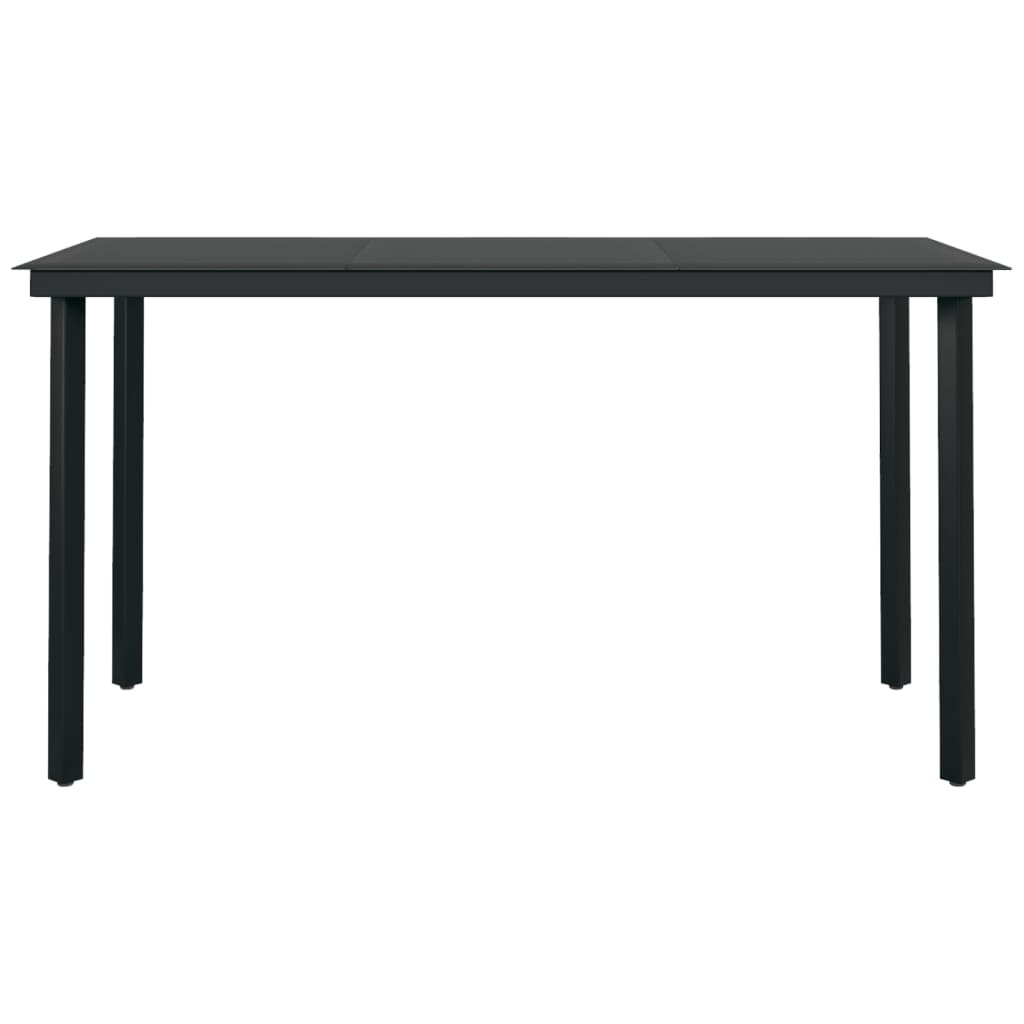 vidaXL Masă de bucătărie de grădină, negru, 140x70x74 cm, oțel/sticlă vidaXL Masă de bucătărie de grădină, negru, 140x70x74 cm, oțel/sticlă