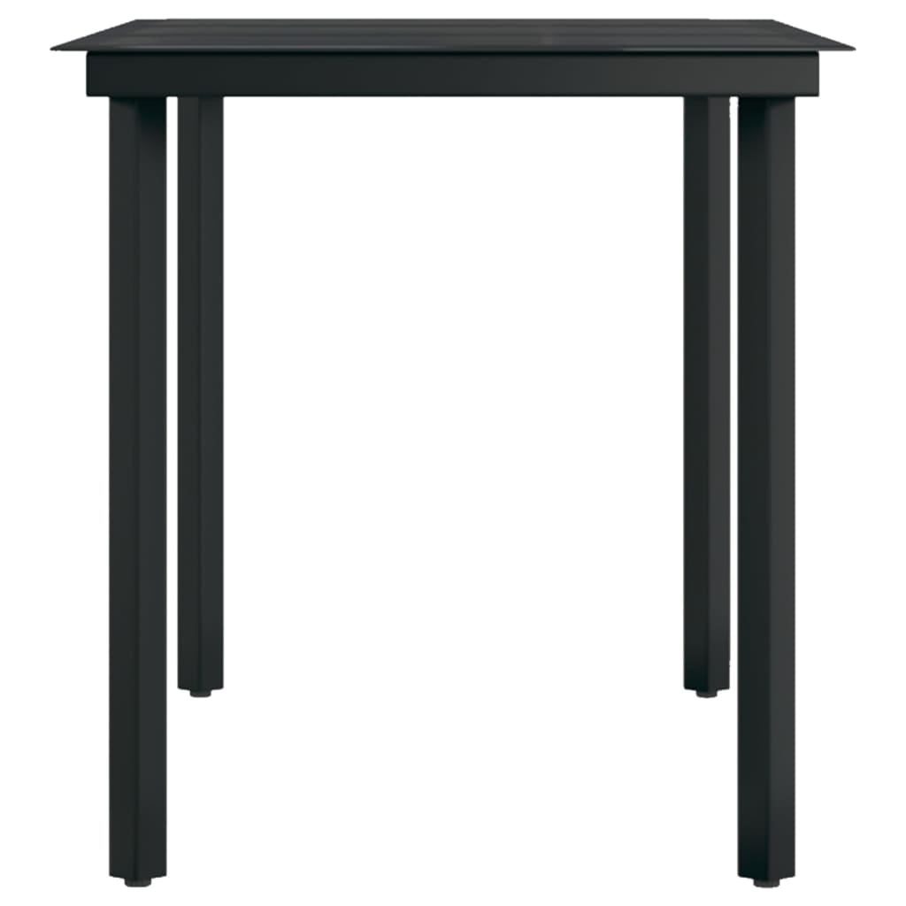 vidaXL Masă de bucătărie de grădină, negru, 140x70x74 cm, oțel/sticlă vidaXL Masă de bucătărie de grădină, negru, 140x70x74 cm, oțel/sticlă