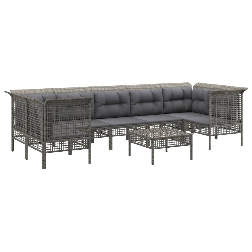 vidaXL Set mobilier de grădină cu perne, 8 piese, gri, poliratan vidaXL Set mobilier de grădină cu perne, 8 piese, gri, poliratan
