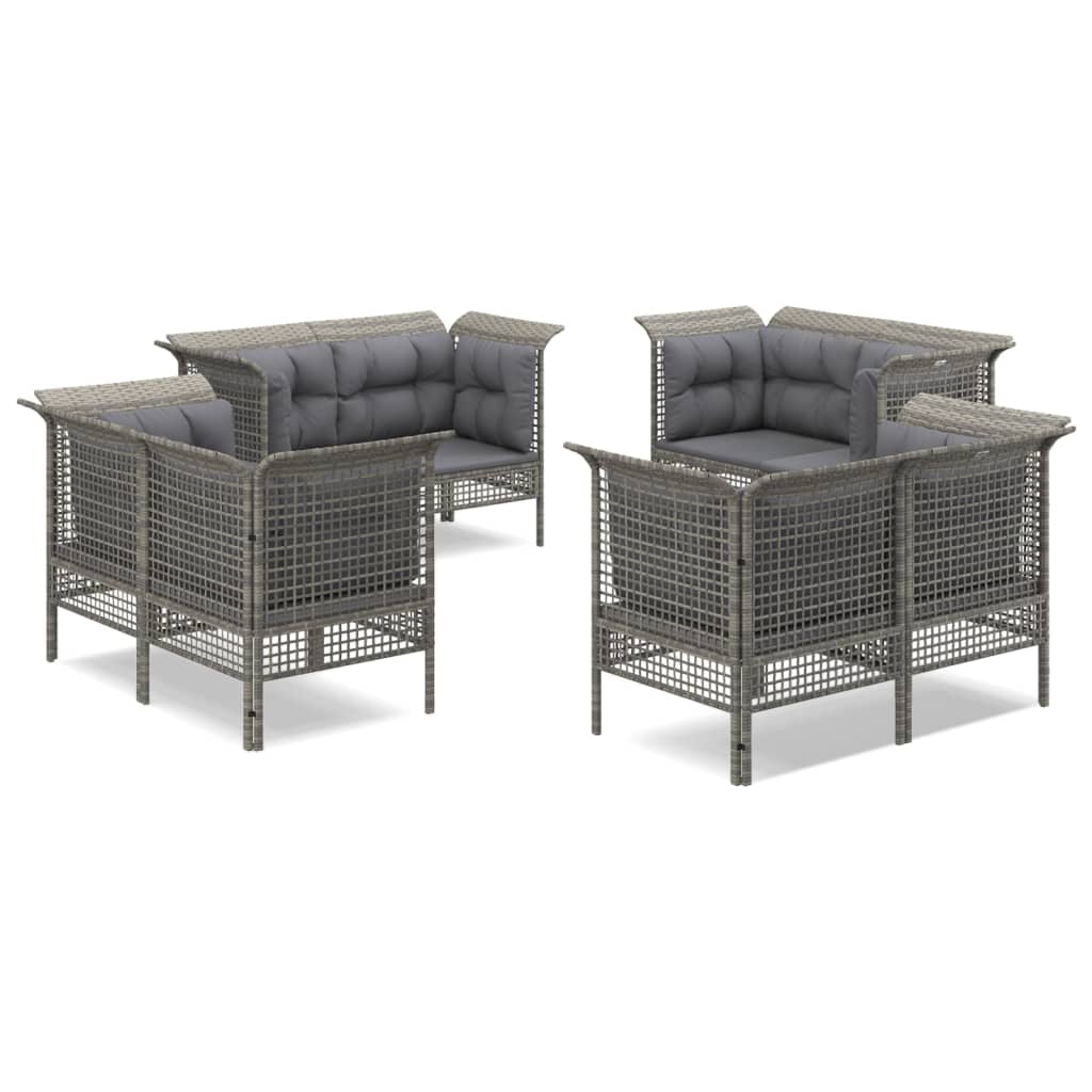 vidaXL Set mobilier de grădină cu perne, 8 piese, gri, poliratan vidaXL Set mobilier de grădină cu perne, 8 piese, gri, poliratan