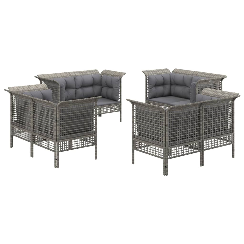 vidaXL Set mobilier de grădină cu perne, 8 piese, gri, poliratan vidaXL Set mobilier de grădină cu perne, 8 piese, gri, poliratan