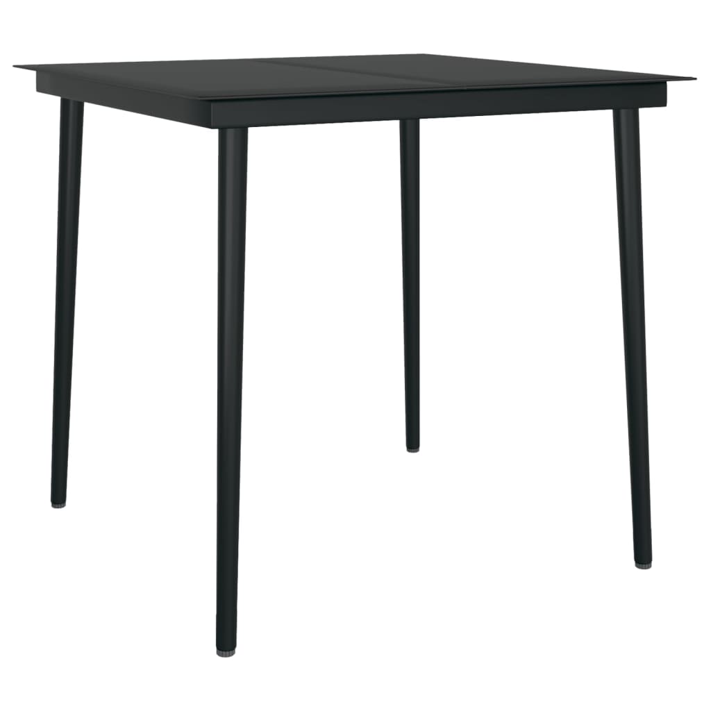 vidaXL Masă de bucătărie de grădină, negru, 80x80x74 cm, oțel/sticlă vidaXL Masă de bucătărie de grădină, negru, 80x80x74 cm, oțel/sticlă
