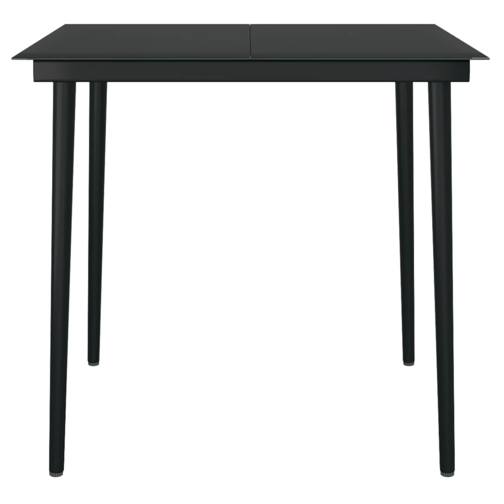 vidaXL Masă de bucătărie de grădină, negru, 80x80x74 cm, oțel/sticlă vidaXL Masă de bucătărie de grădină, negru, 80x80x74 cm, oțel/sticlă