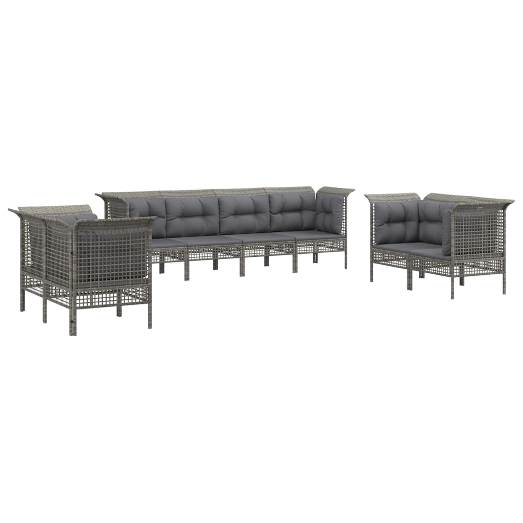 vidaXL Set mobilier de grădină cu perne, 8 piese, gri, poliratan vidaXL Set mobilier de grădină cu perne, 8 piese, gri, poliratan