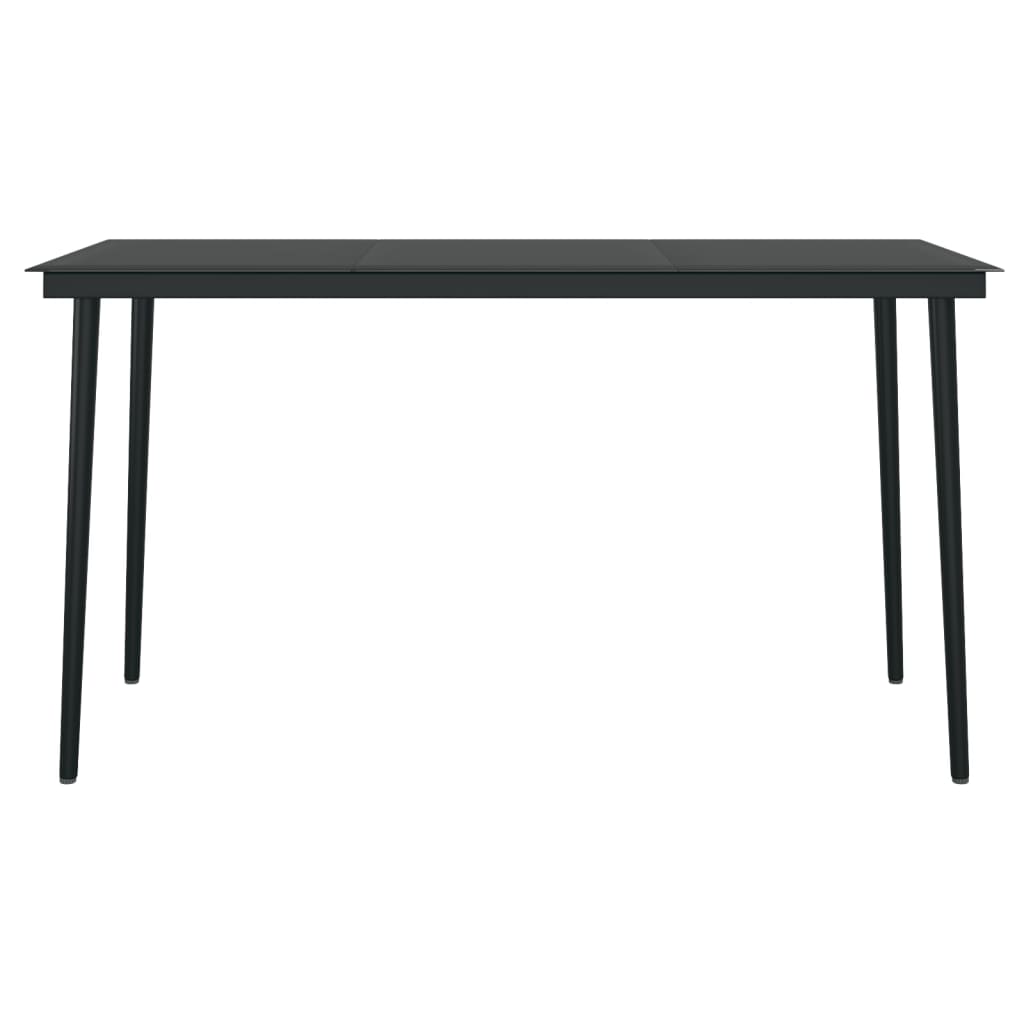 vidaXL Masă de bucătărie de grădină, negru, 140x70x74 cm, oțel/sticlă vidaXL Masă de bucătărie de grădină, negru, 140x70x74 cm, oțel/sticlă
