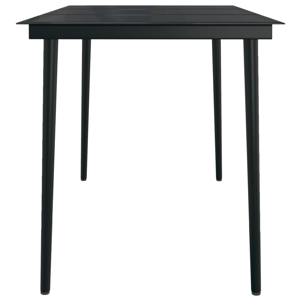 vidaXL Masă de bucătărie de grădină, negru, 140x70x74 cm, oțel/sticlă vidaXL Masă de bucătărie de grădină, negru, 140x70x74 cm, oțel/sticlă