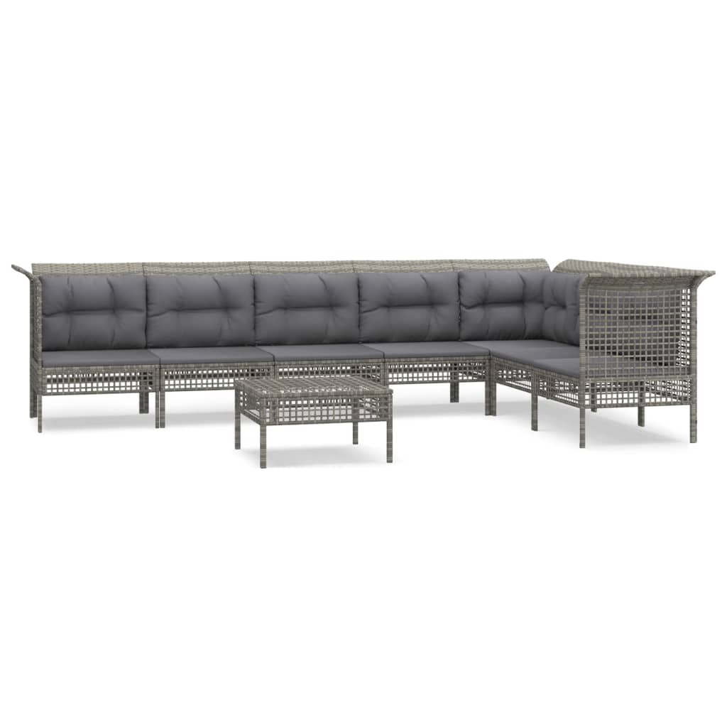 vidaXL Set mobilier de grădină cu perne, 8 piese, gri, poliratan vidaXL Set mobilier de grădină cu perne, 8 piese, gri, poliratan