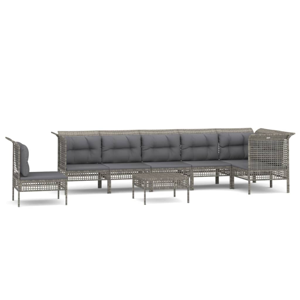 vidaXL Set mobilier de grădină cu perne, 8 piese, gri, poliratan vidaXL Set mobilier de grădină cu perne, 8 piese, gri, poliratan